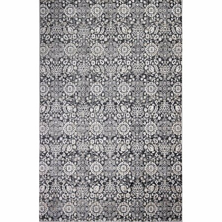 BASHIAN 2 ft. 6 in. x 4 ft. 6 in. Bradford Collection Transitional Polyester Power Loom Area Rug, Charcoal B128-CHAR-2.6X4.6-BR103